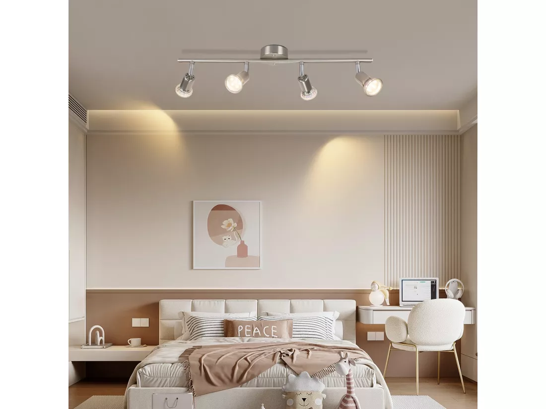 NETTLIFE Spot de plafond LED orientable GU10 4 flamme spots de plafond salon industriel orientable