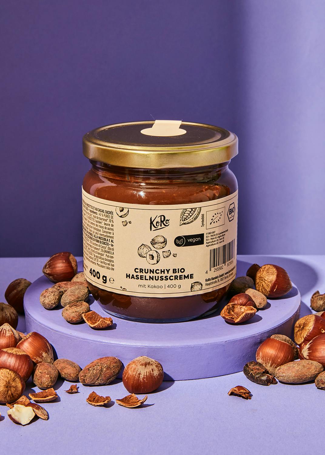 Crunchy Bio Haselnusscreme mit Kakao 400 g