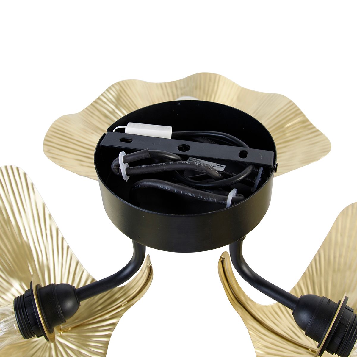 Oosterse plafondlamp messing met zwart 3-lichts - Louka