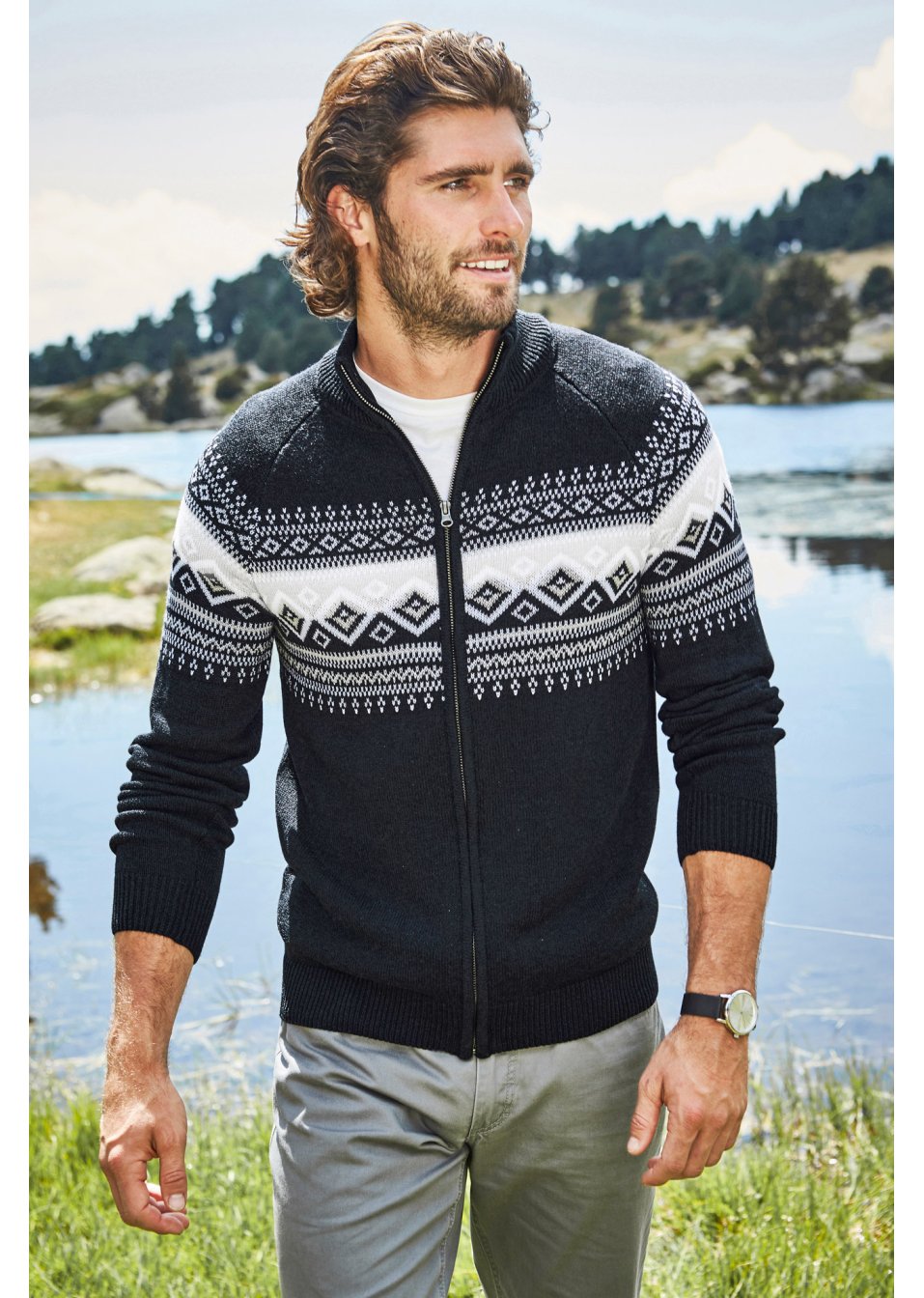 Gilet en maille à motif norvégien