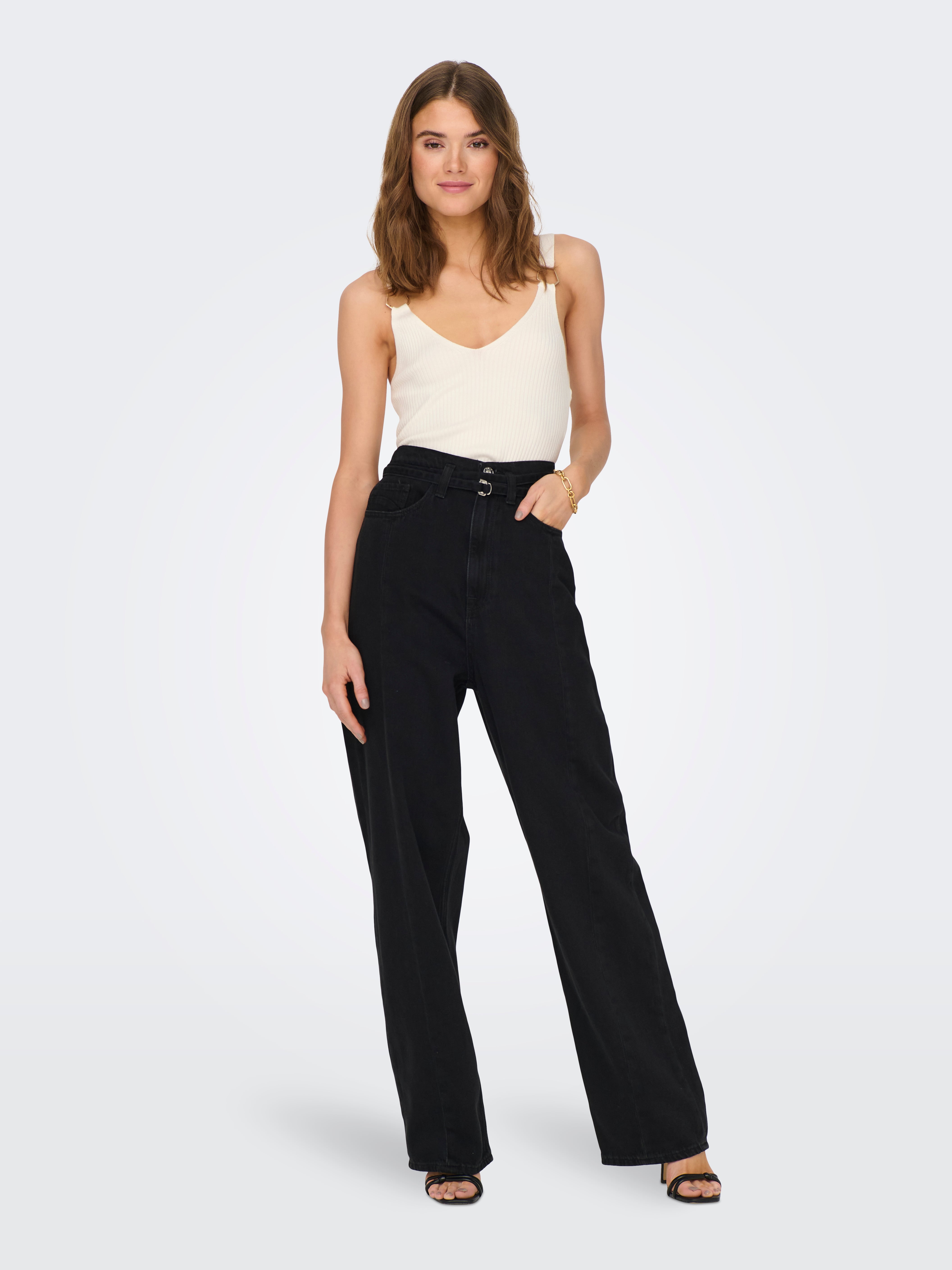 ONLHELEN Hohe Taille Weiter Beinschnitt Jeans Washed Black