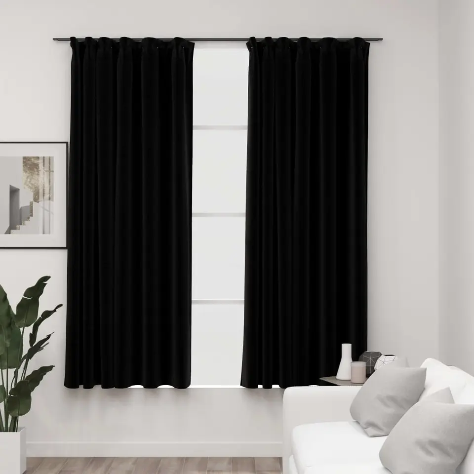 vidaXL - Gordijn - Zwart - Stof - 140 x 175 cm - 2 stuks