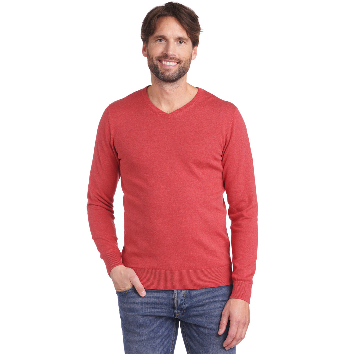 VanVaan Herren Feinstrickpullover mit V-Ausschnitt rot