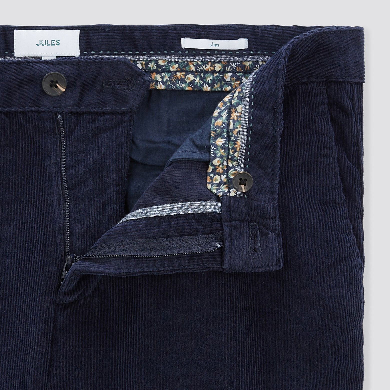 Pantalon chino en velours contient du coton recycl Bleu foncé