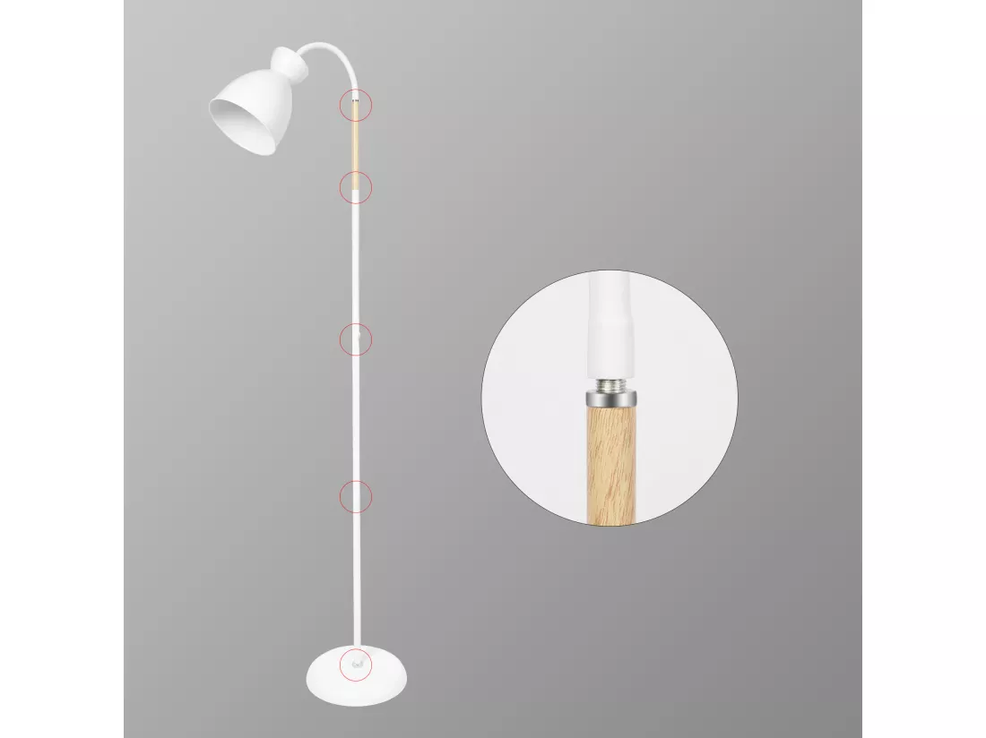 Anten Lampadaire Orientable Blanc | Culot E27 max. 60 W | 159 cm | Lampe sur Pied Rétro Métal pour Salon, Chambre, Bureau | Sans Ampoule