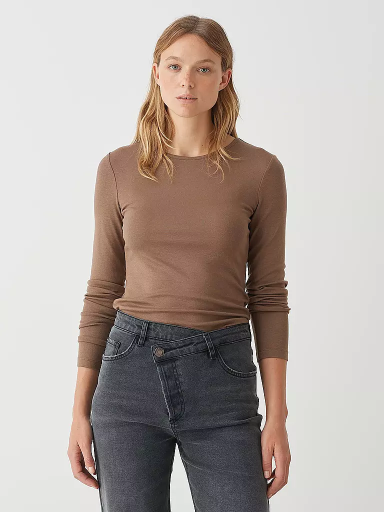 OPUS Langarmshirt SOGETI braun