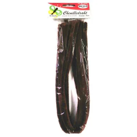 Meyco Chenilledraht, mittelbraun, 8mm, 50cm, 10 Stück