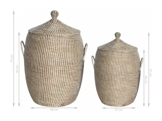 Paniers à linge en jonc de mer (Lot de 2) Blanc
