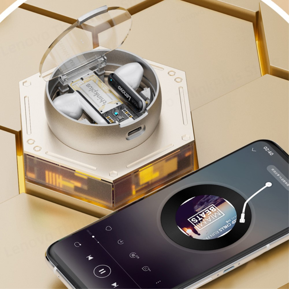 thinkplus Live Pods LP8 Pro TWS Bluetooth 5.2 In-Ear Kopfhörer Headset mit Ladecase (280mAh) - Weiss (Transparent)