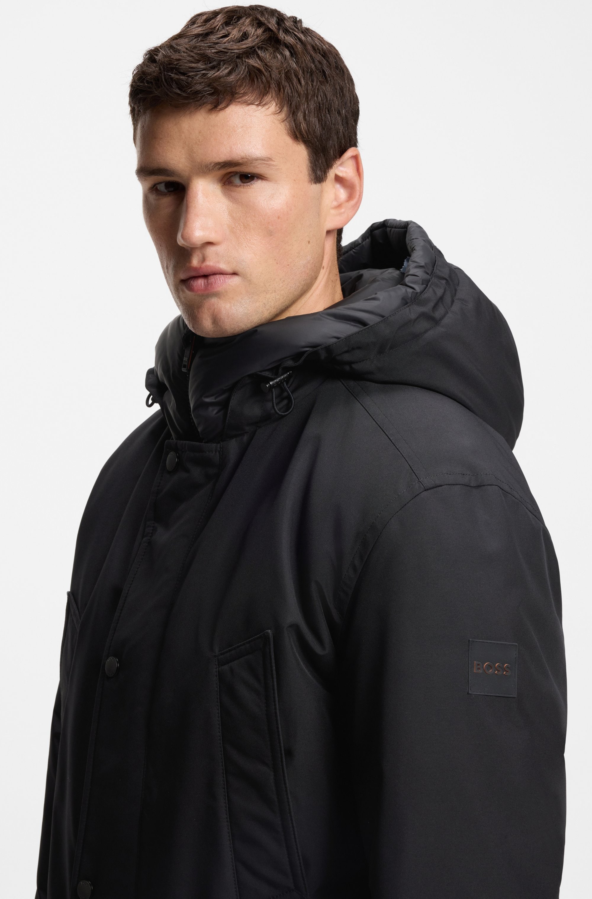 BOSS ORANGE Parka »Osiass« mit Kapuze relaxed fit, mit wattierter Kapuze, verdeckter Reissverschluss