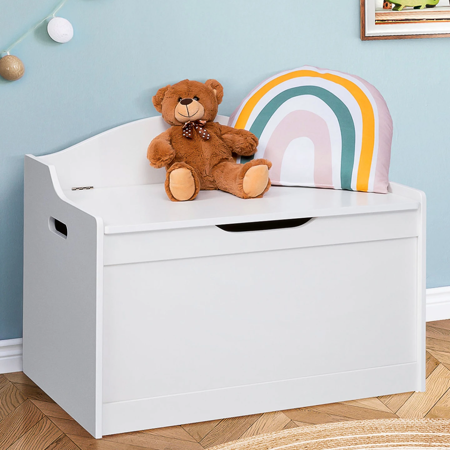 Banc coffre de rangement enfant MATEO en bois blanc
