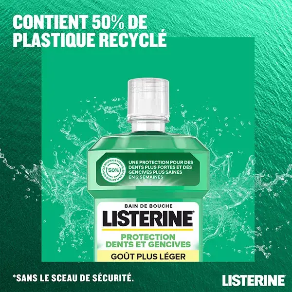 Listerine Dents & Gencives Bain de Bouche Goût Plus Léger Protection 500ml