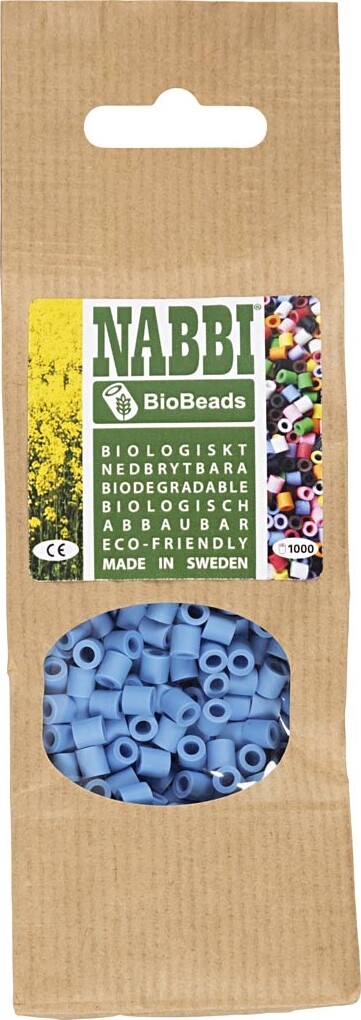 Rør Perler Til Perleplader - Medium - Blå - 1000 Stk. - Nabbi Biobeads