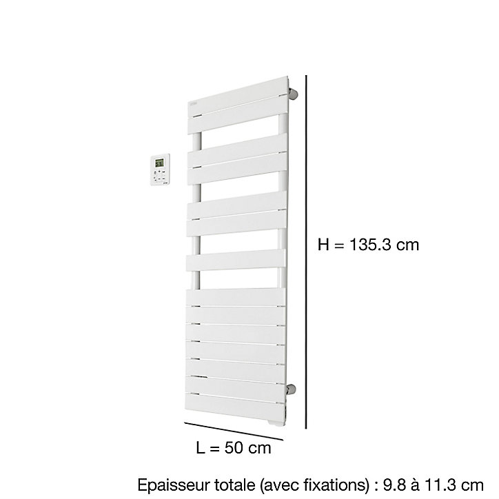 Sèche-serviettes électrique à inertie fluide Acova Alpaga symétrique grey aluminium 750W