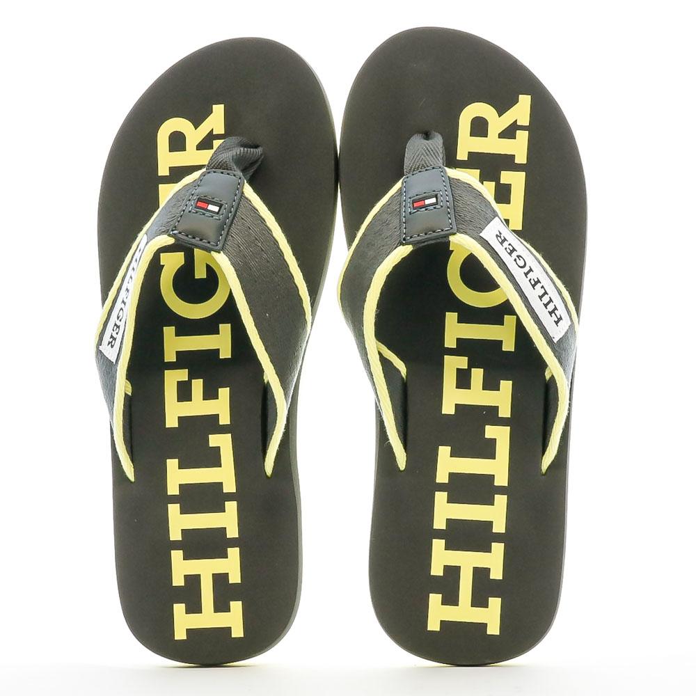 Tommy Hilfiger Tongs Noire/Jaune Homme Tommy Hilfiger Patch Beach