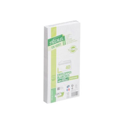 GPV Green - 40 Enveloppes recyclées DL 110 x 220 mm - 80 gr - sans fenêtre - bande adhésive