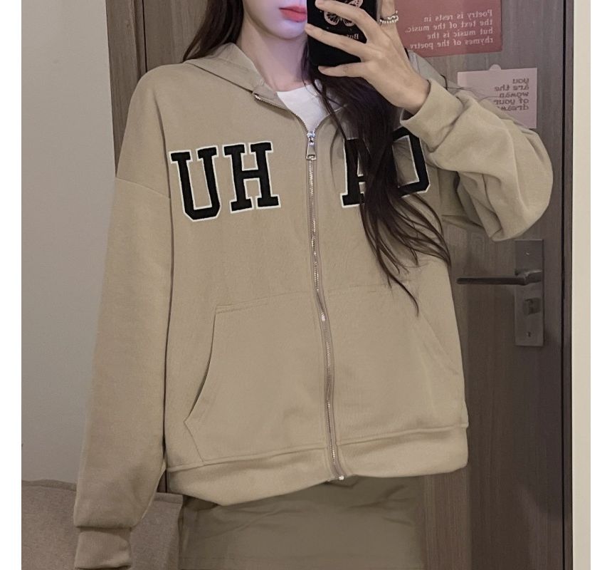 Sienne - Hoodie met rits en letters