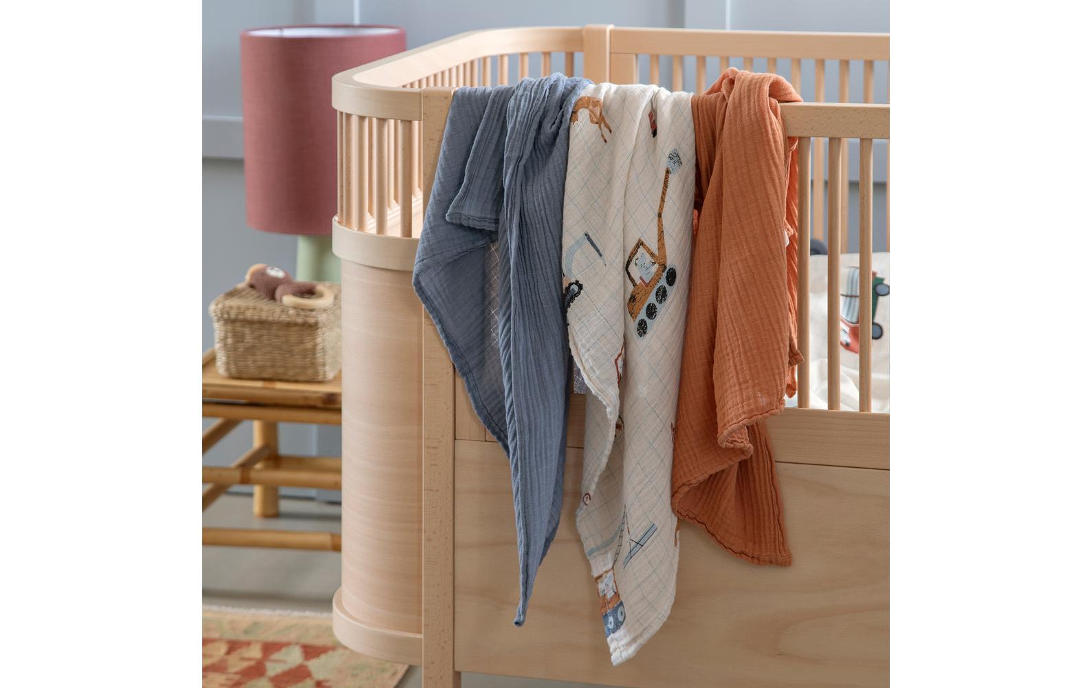 Mulltuch 3er Set Busy Builders 75 x 75 cmUltraweiche Spucktücher für Babys