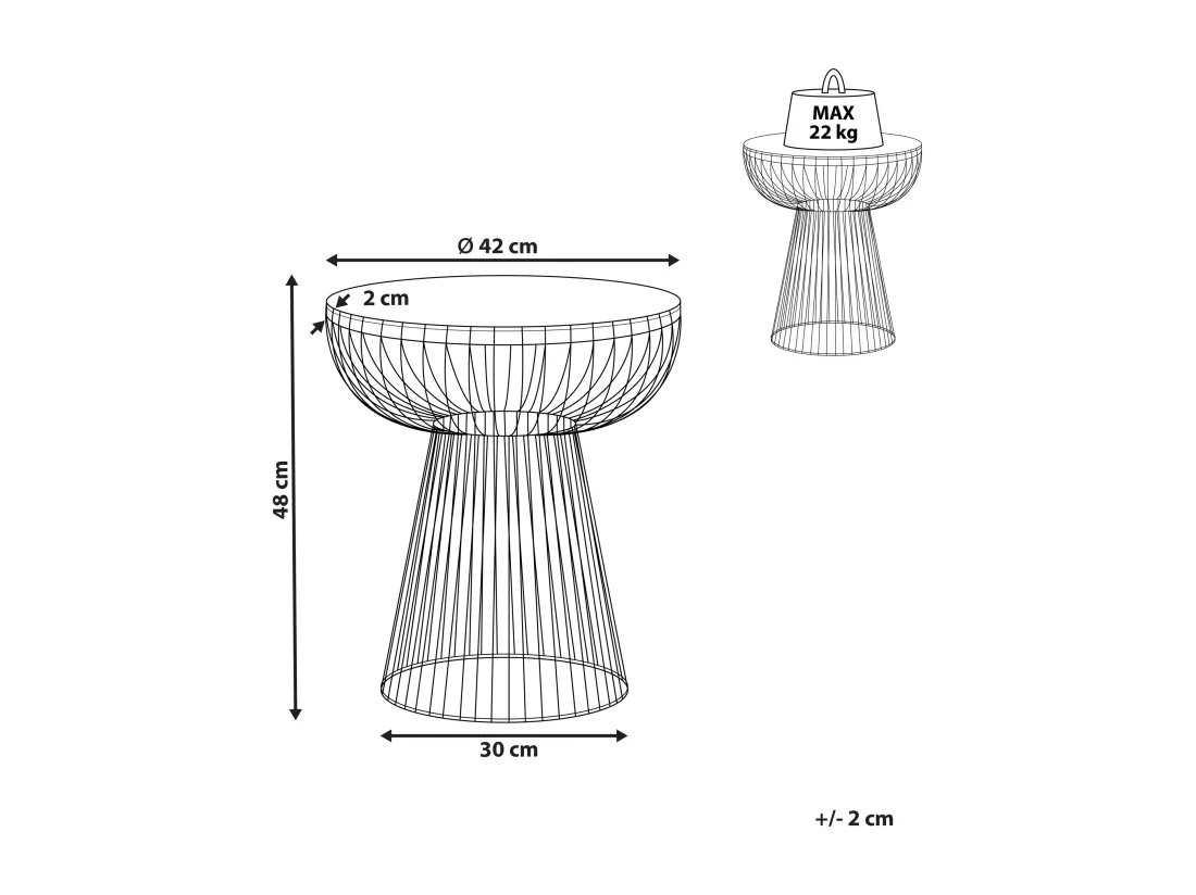 Table d'appoint ronde en marbre blanc et doré CHEYNES