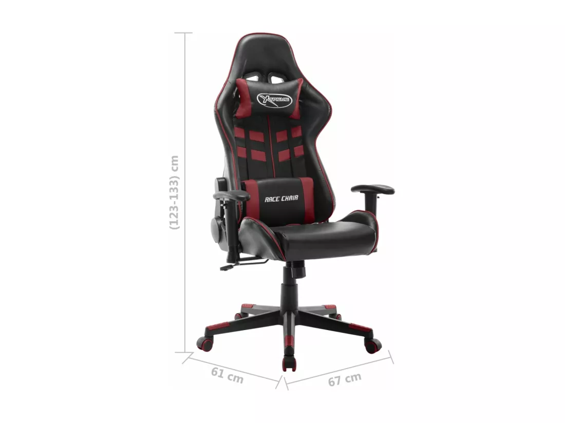 Chaise de jeu Noir et rouge bordeaux Cuir artificiel