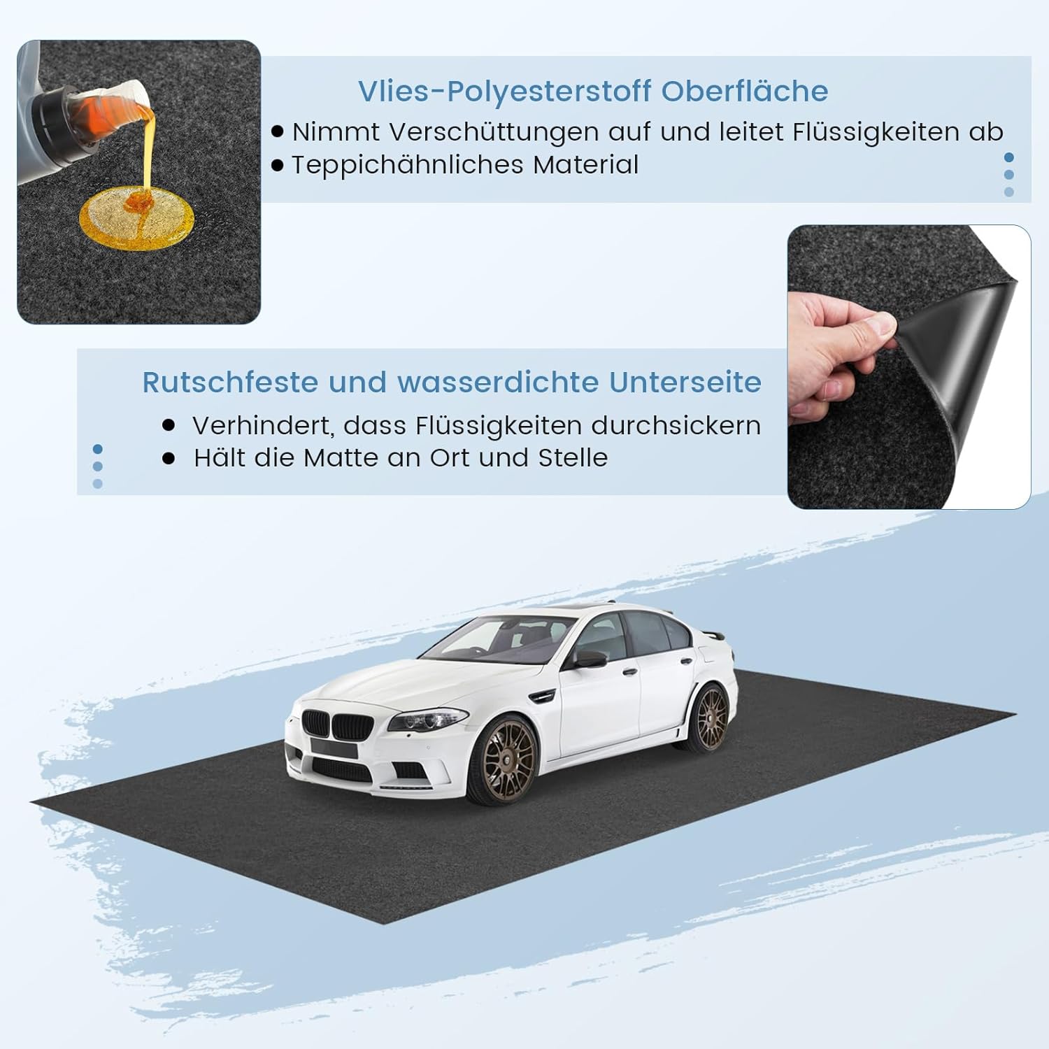 COSTWAY Garage Bodenmatte, 800 x 220 cm Auto Ölauffangmatte, Ölmatte rutschfest & wasserdicht & wiederverwendbar, Garagenmatte Antirutschmatte mit doppelseitigem Klebeband für Garage, Werkstatt