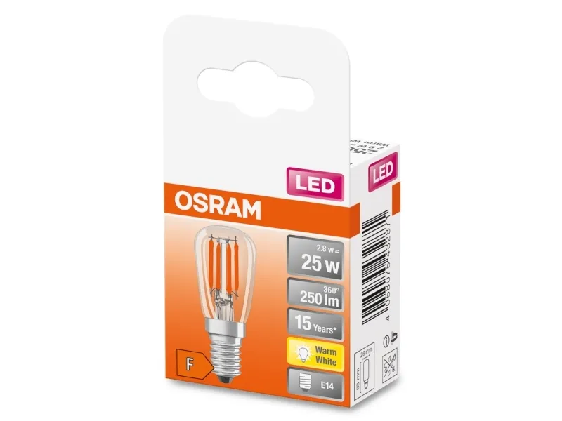 OSRAM SPECIAL - LED-filament-lyspære - form: T26 - klar finish - E14 - 2.8 W (tilsvarende 25 W) - klasse F - varmt hvidt lys - 2700 K