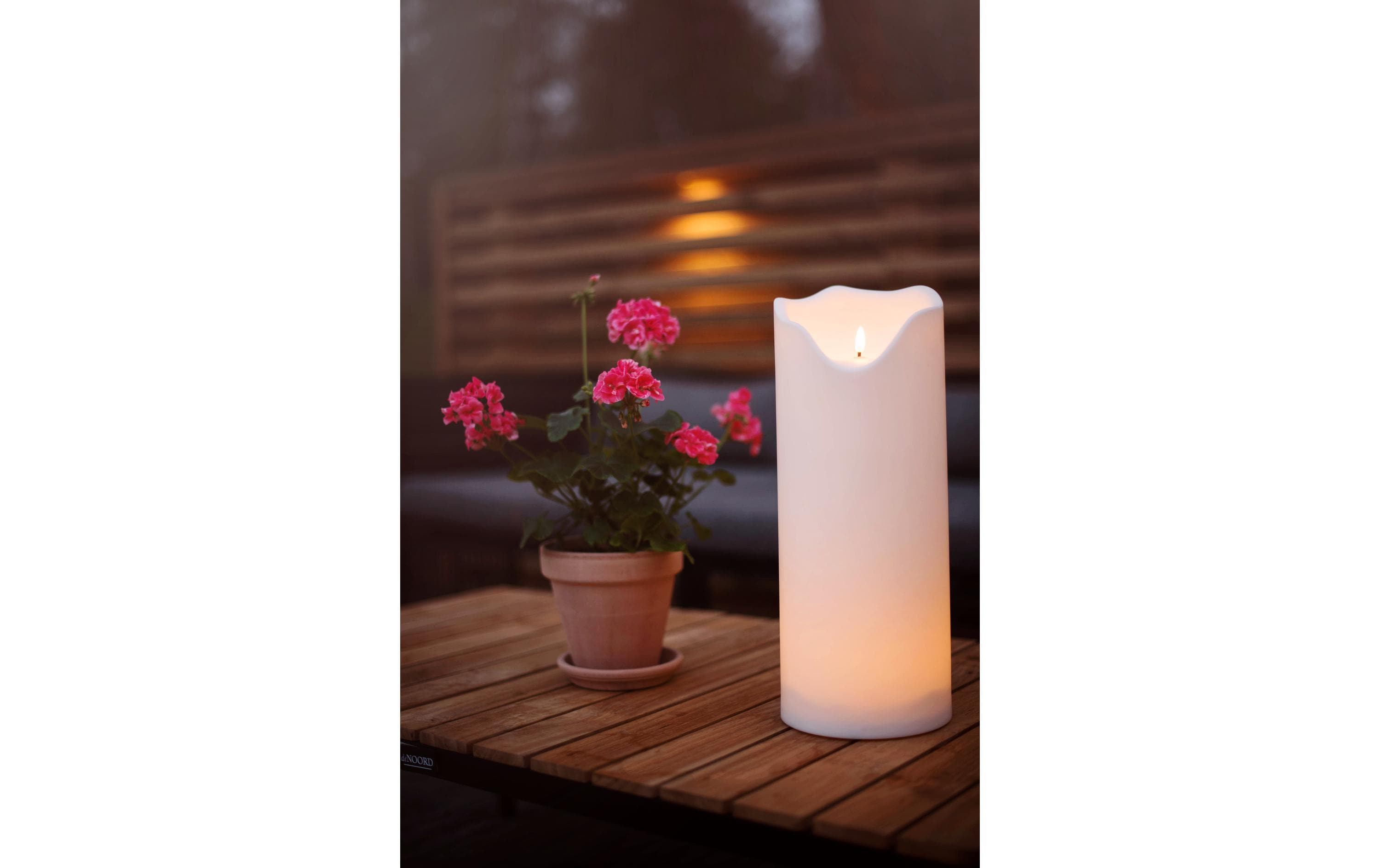 LED-Kerze Pillar Flamme Grand Ø 16 x 40 cm, WeissKünstliche Kerze mit beweglicher Flamme