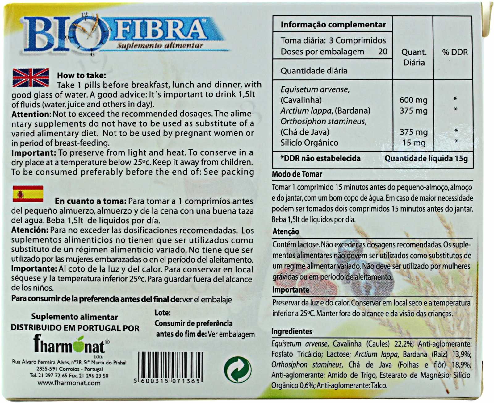 Fharmonat Biofiber Java Tea Fharmonat 60 comprimidos