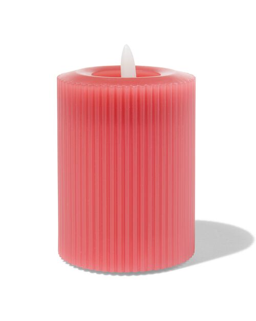 bougie nervurée LED avec cire Ø7.5x10 rose foncé