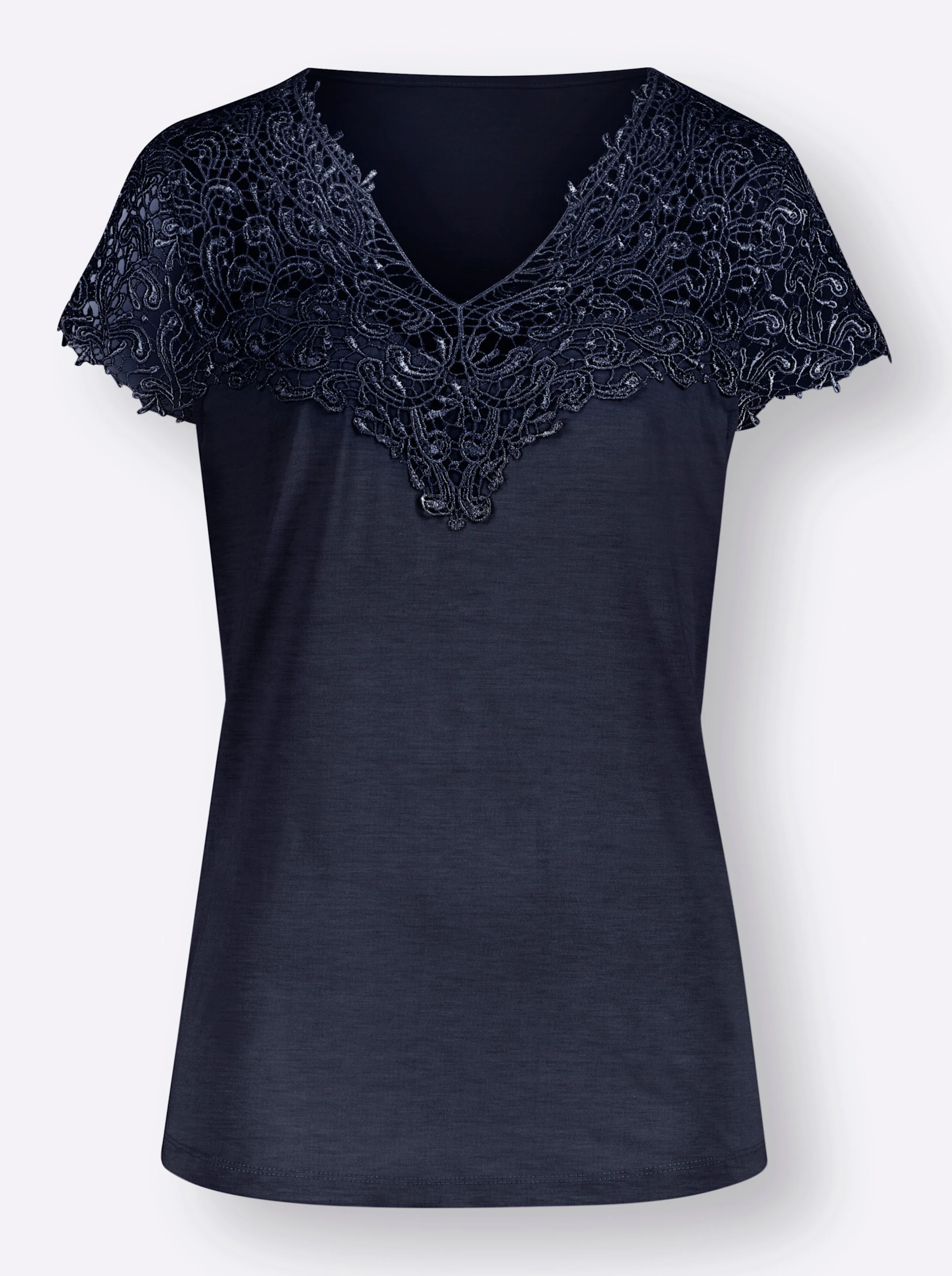 Spitzenshirt in marine