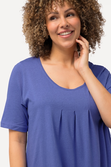 T-Shirt, Zierfalten, A-Linie, Rundhals, Halbarm, Modal