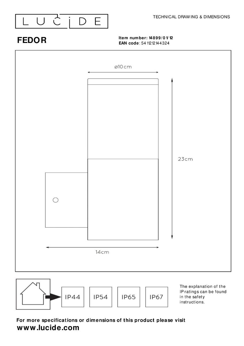 Lucide Fedor wandlamp 40W 25x15cm chroom mat