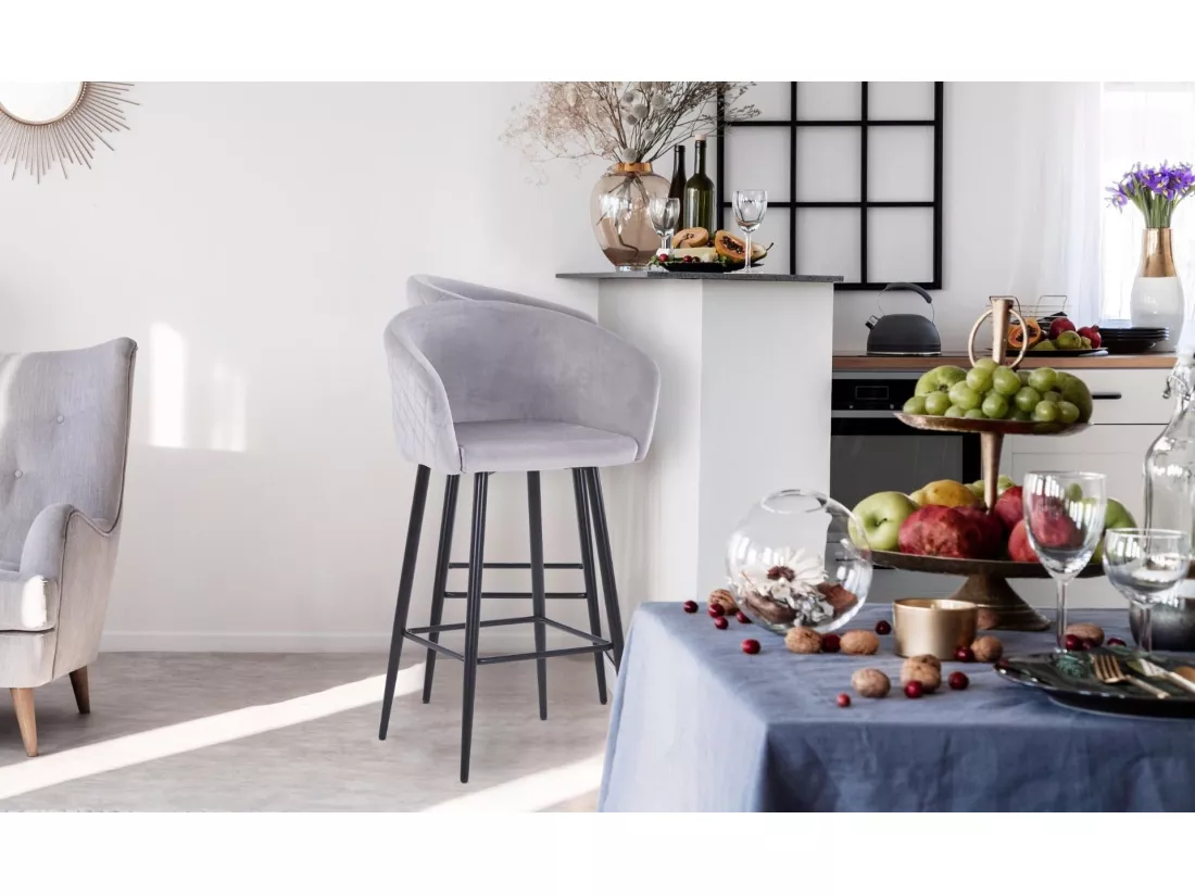 Chaise de Bar en Velours 