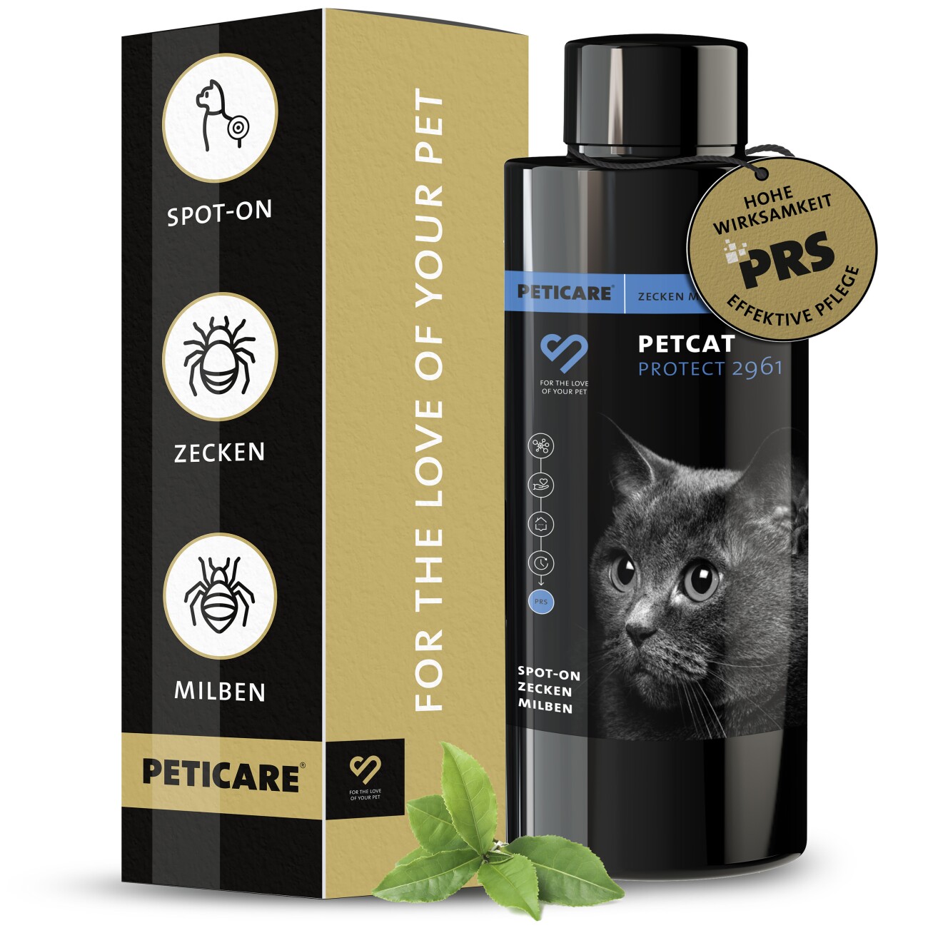 Peticare Zecken-Schutz Mittel für Katzen, Spot-On auf pflanzlicher Basis