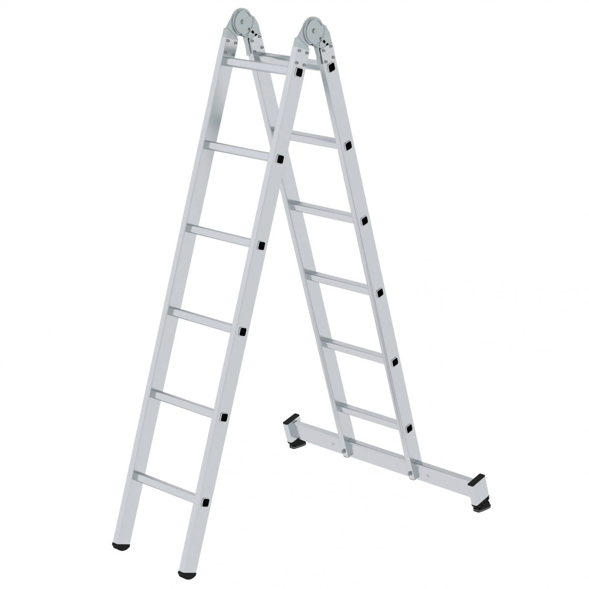 MUNK knikladder met Nivello® dwarsbalk, 2x6 sporten