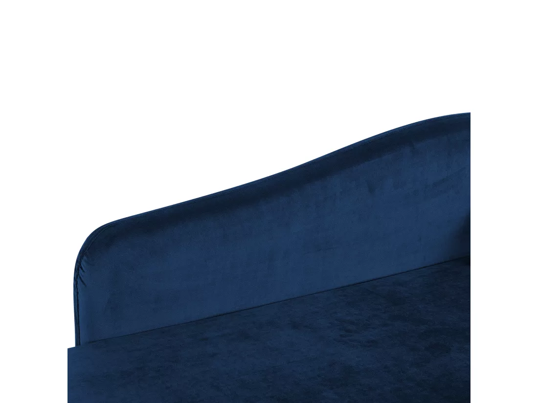 Chaise longue côté droit en velours bleu LUIRO