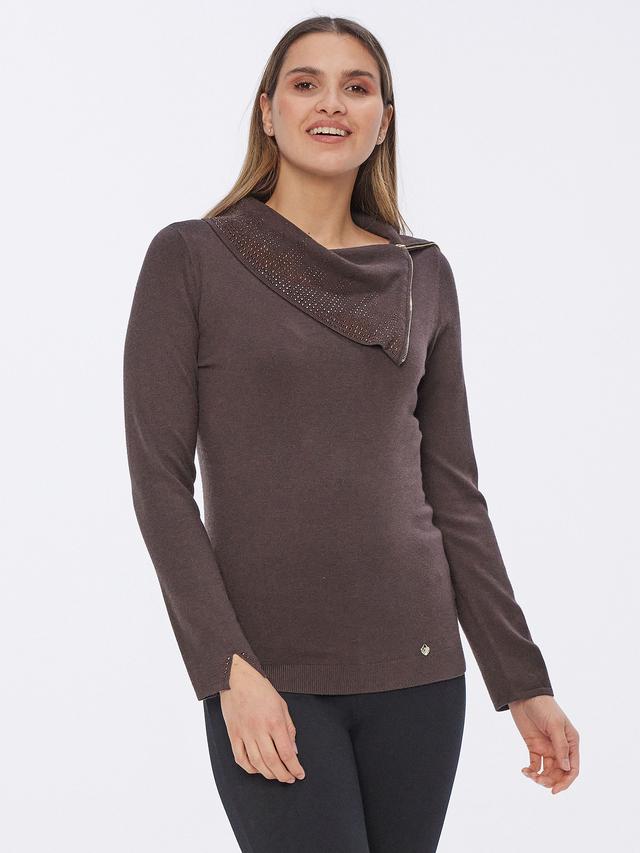 Feinstrick Pullover Zipkragen