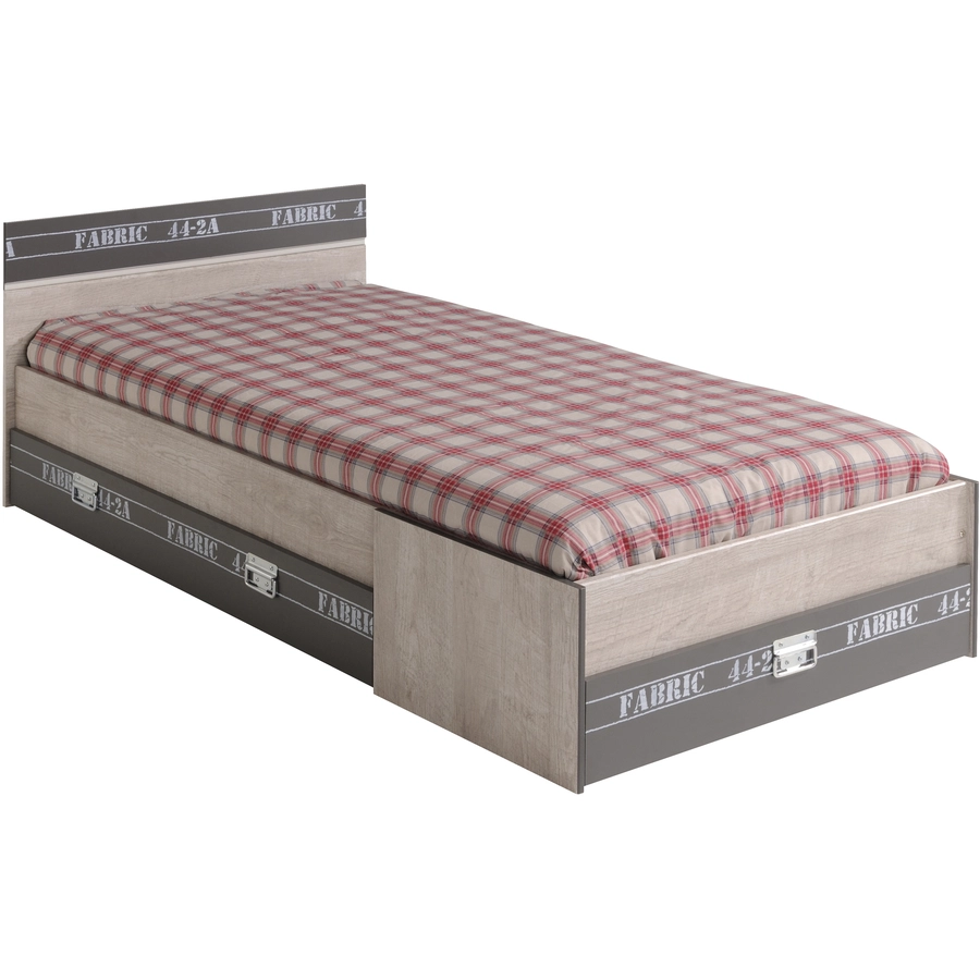 Parisot Einzelbett mit drei Schubkästen Fabric Esche-grau Esche-grau