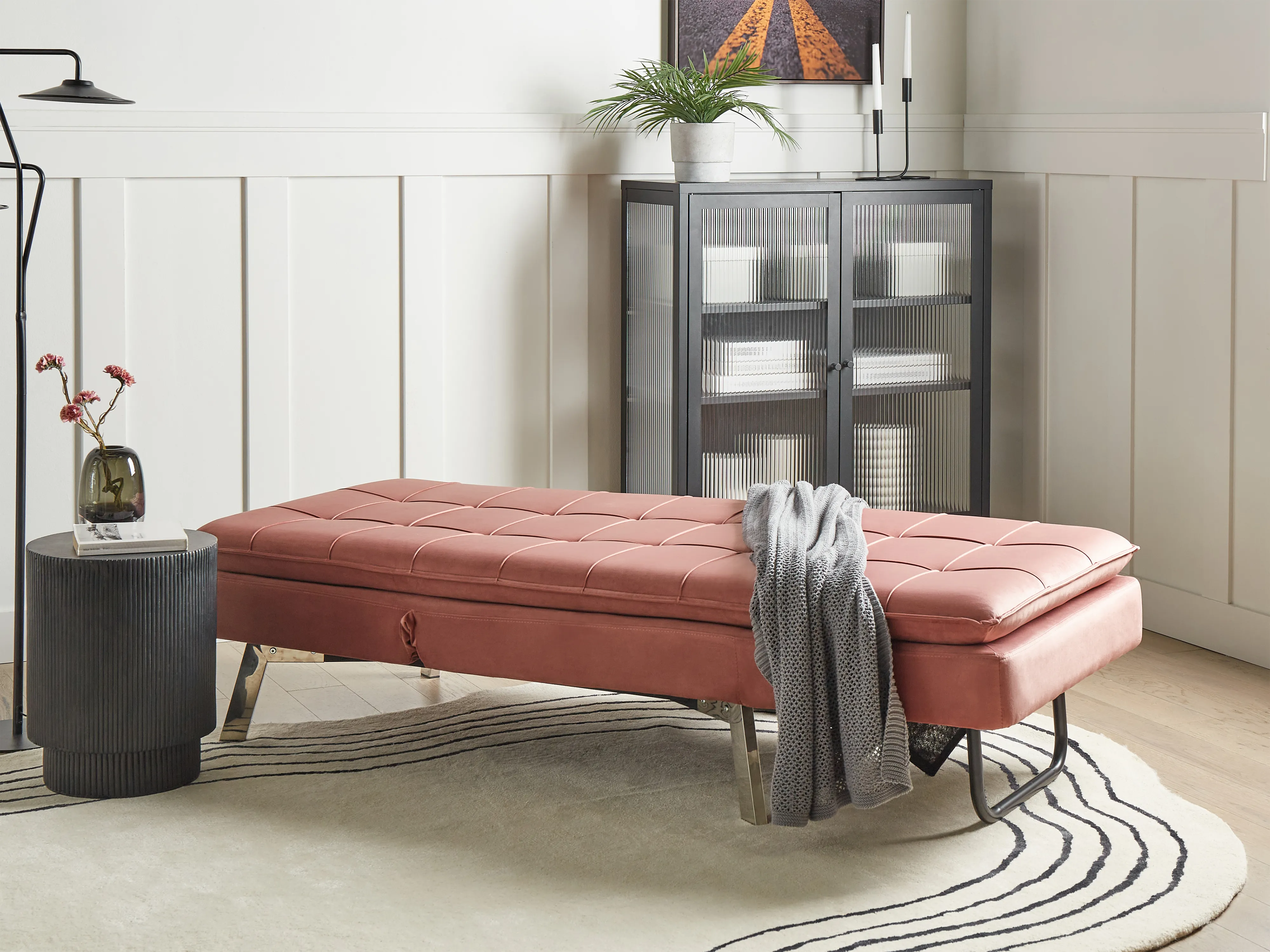 Chaise longue LOIRET Fluweel Roze
