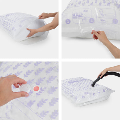 Pack 2 oreillers   sac de rangement sous vide Compress parfum lavande taille L transparents