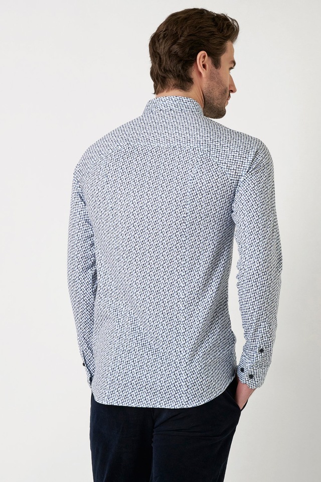 DESOTO Langarmhemd »Jerseyhemd Casual Kent langarm«, Flexibler Stretch, mit modischem Allover-Print
