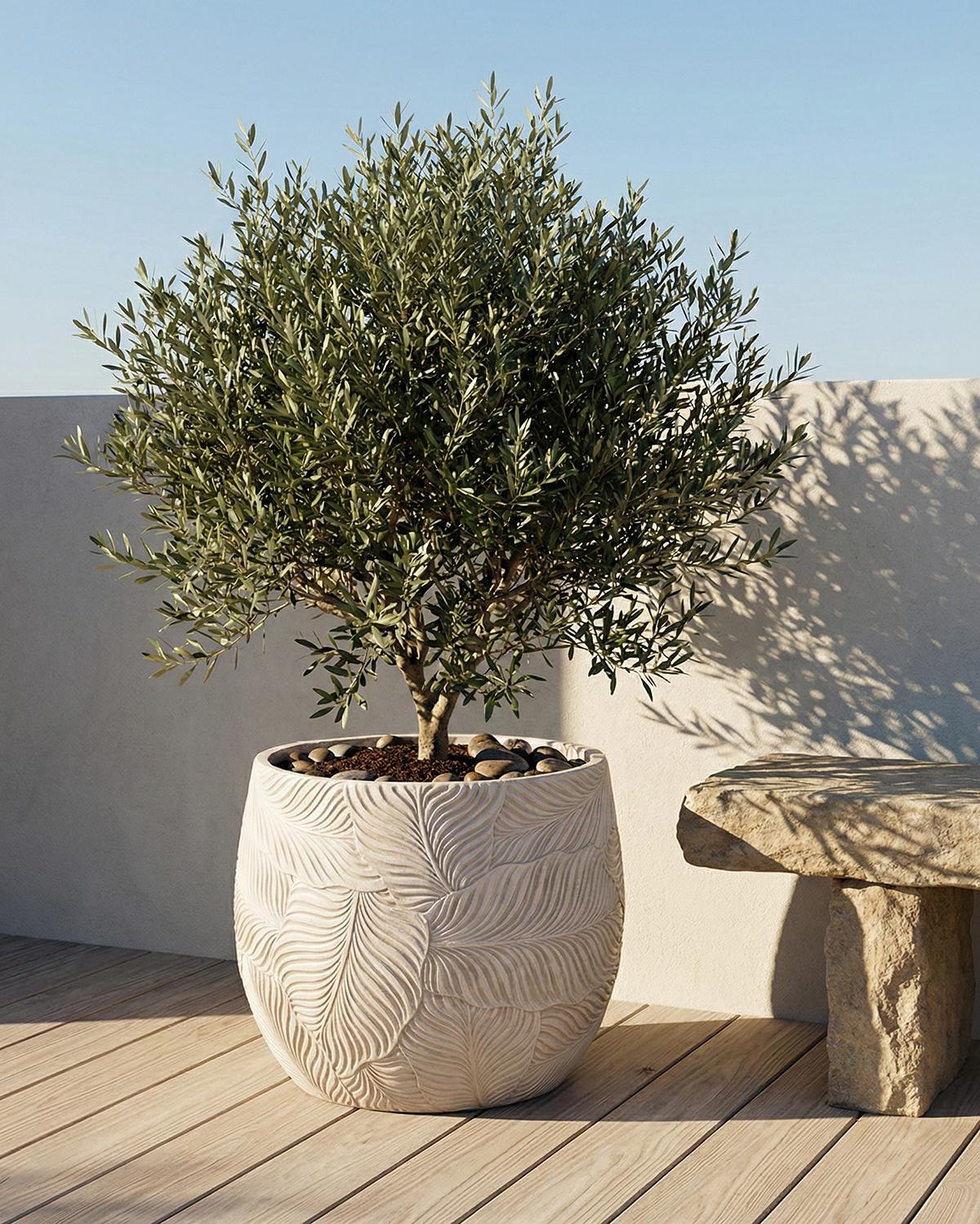 Bloempot BAIYUN 47 cm Lichtbeige