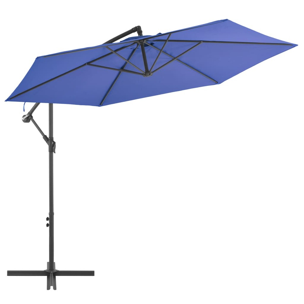Parasol déporté avec mât en aluminium 300 cm bleu