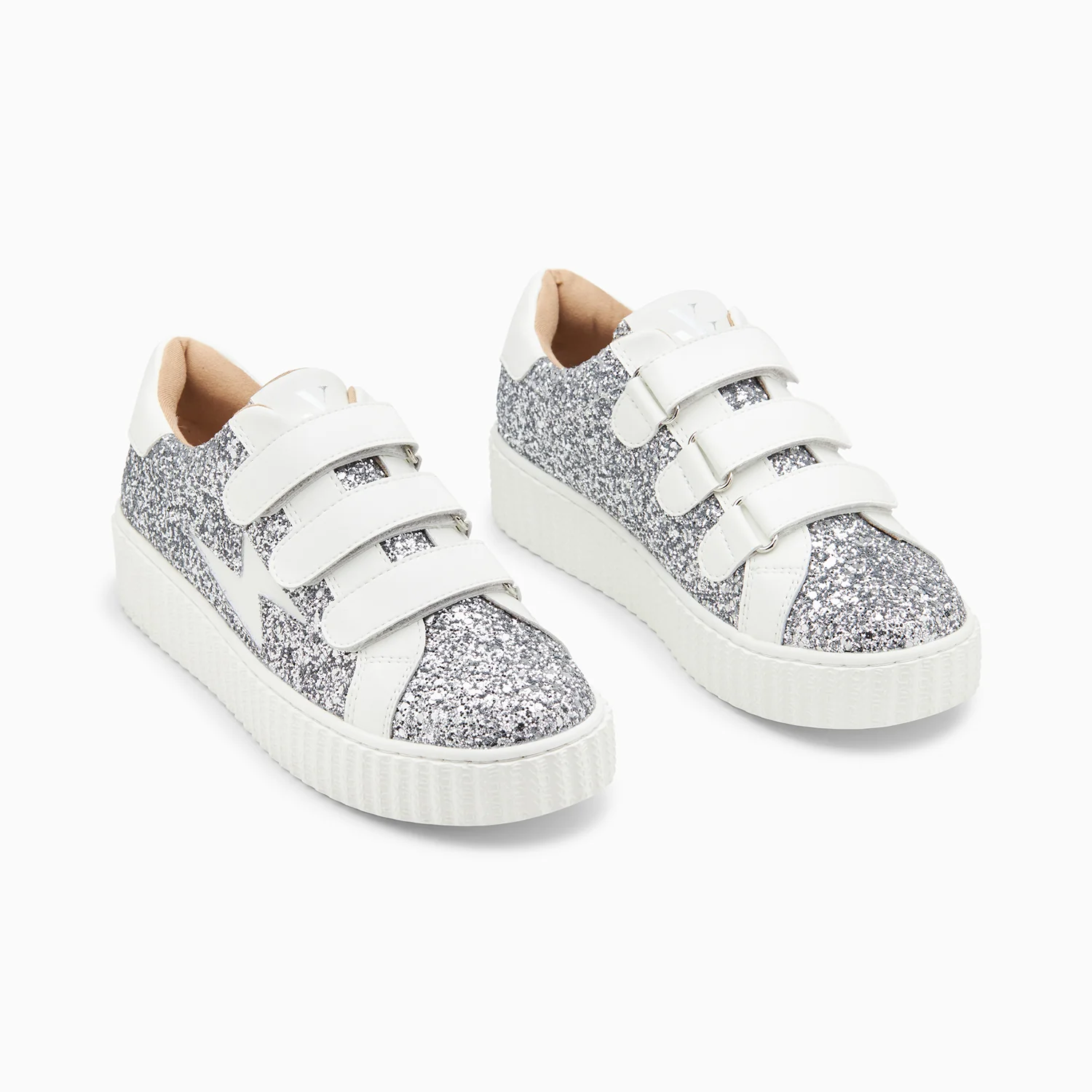Sneakers-Baskets éclair Marielle à paillettes argent