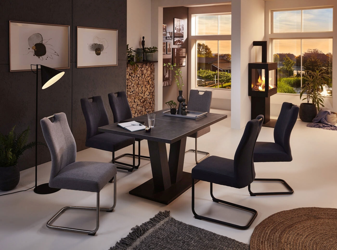 Esstisch PAOLO 140-180 x 90 cm schwarz /oxid graphit