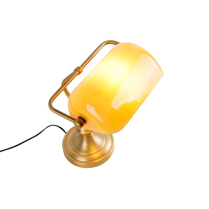 Smart notarislamp brons met amber glas incl. Wifi A60 - Banker