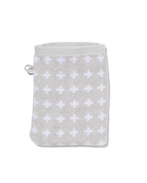 gant de toilette - qualité épaisse - gris clair à croix blanches