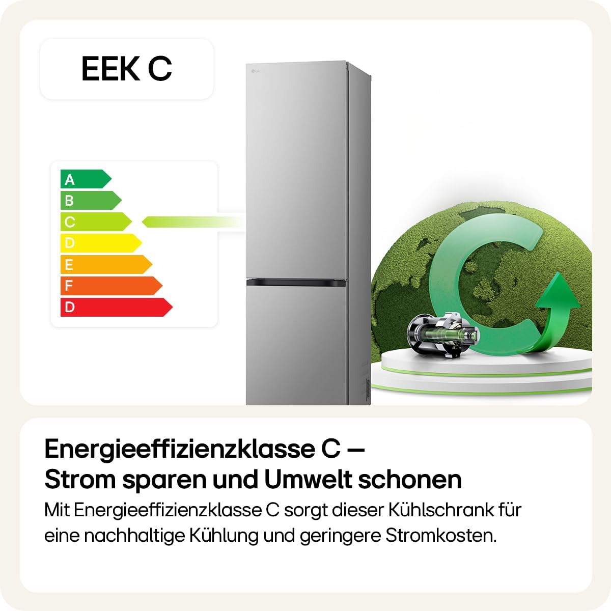 LG GBV3200CPY Kühl- / Gefrierkombination | 387 Liter Kapazität | Total No Frost | Door Cooling | Linear Cooling | Multi- Airflow Umluftkühlung