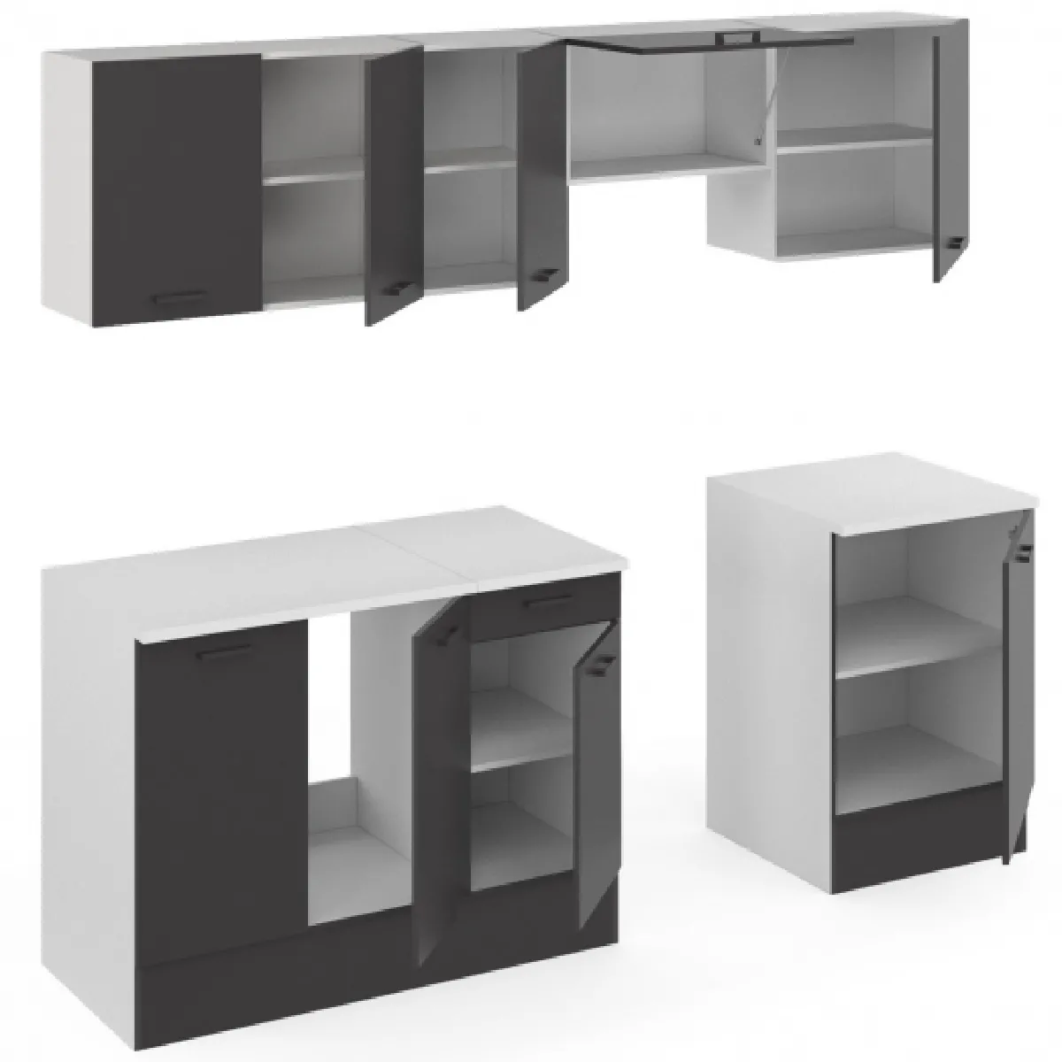 Cuisine complète IDMARKET SUBTIL - Blanc et Gris