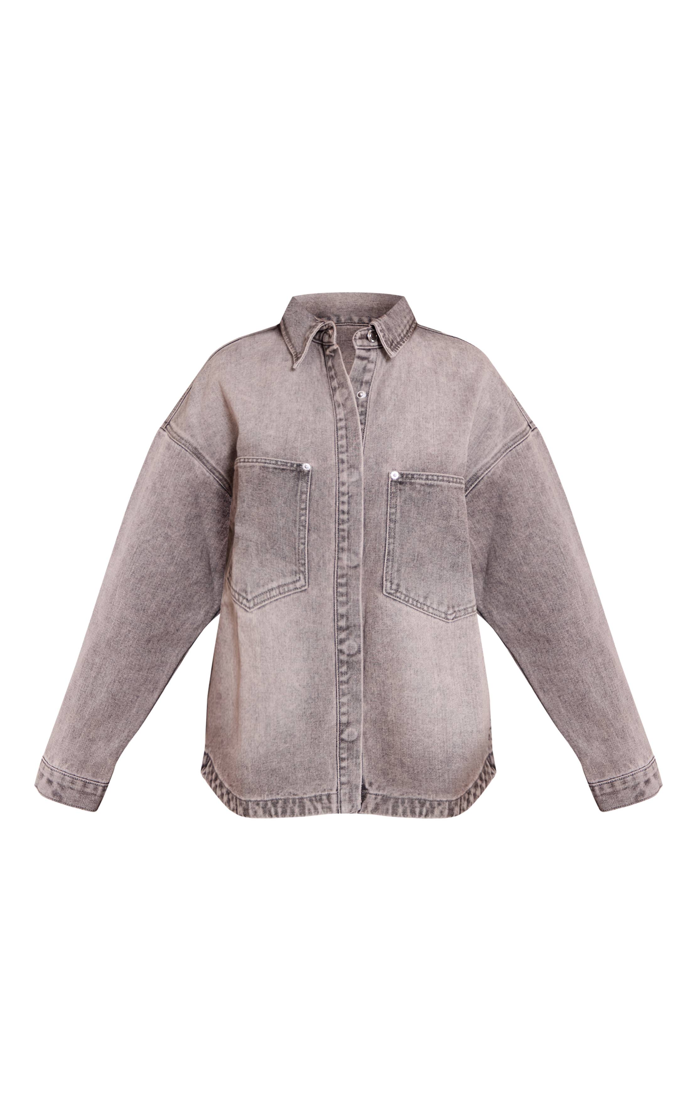Gris Chemise En Jean Oversize Petite